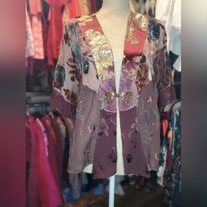 Gorgeous Vintage Spencer Alexis Burgandy Floral Jacket US sz S